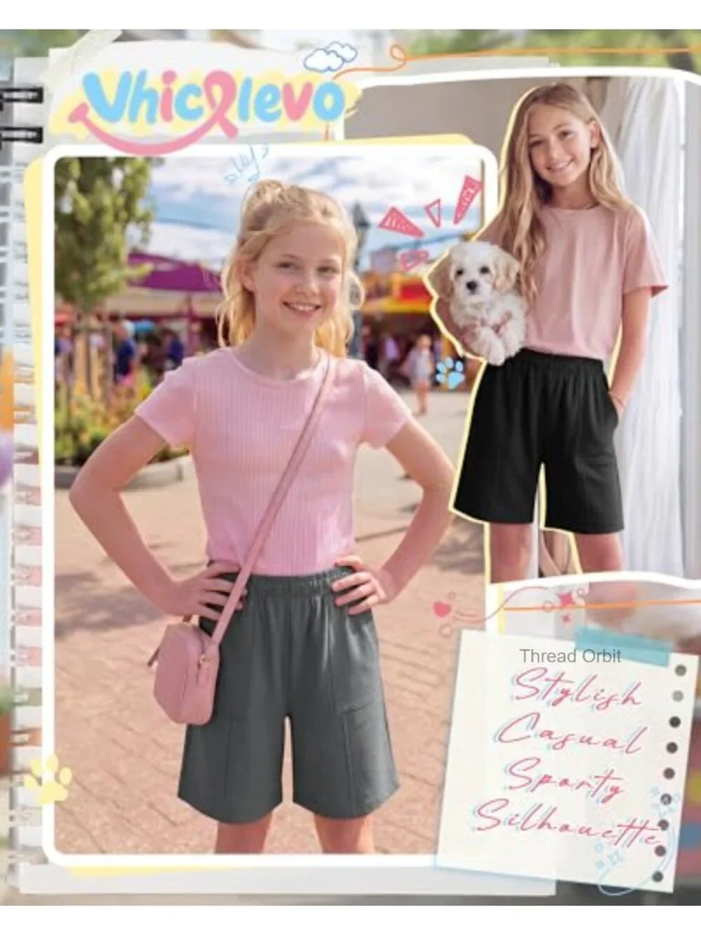 3 Pack Girls' Bermuda Shorts Knee Length Straight Long Shorts Summer Athletic